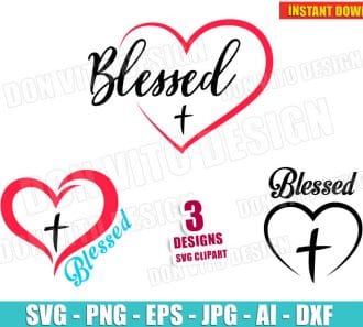Blessed Heart Cross Bundle (SVG dxf png) cut files PNG image vector clipart - DonVitoDesign Store