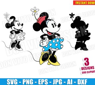 Retro Minnie Mouse (SVG dxf png) cut files PNG image vector clipart - DonVitoDesign Store