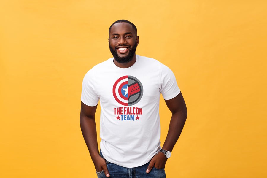 The Falcon Team (SVG dxf png) Logo Captain America Shield Cut File Cricut Silhouette Vector Clipart Design Avengers Marvel svg T-Shirt Design Example - The Falcon Team (SVG dxf png) Logo Captain America Shield Cut File Cricut Silhouette Vector Clipart