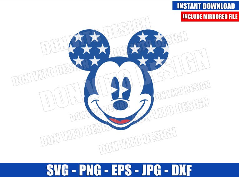 Patriotic Mickey Mouse Head (SVG dxf png) USA Independence Day Cut File Cricut Silhouette Vector Clipart Design Disney 4th of July svg Patriotic Mickey Mouse Head (SVG dxf png) USA Independence Day Cut File Cricut Silhouette Vector Clipart - Don Vito Design Store