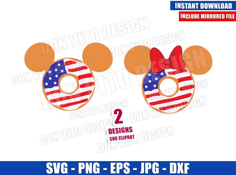 Disney Donuts USA Flag (SVG dxf png) Mickey Minnie Mouse Head Cut File Cricut Silhouette Vector Clipart Design Fourth of July svg Disney Donuts USA Flag (SVG dxf png) Mickey Minnie Mouse Head Cut File Cricut Silhouette Vector Clipart