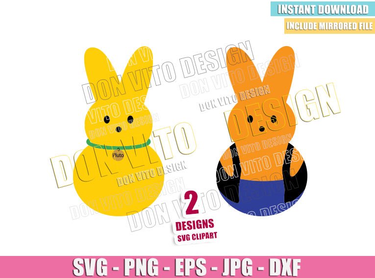 Goofy Pluto Peeps Bunny (SVG dxf png) Easter Disney Mickey Friends Cut File Cricut Silhouette Vector Clipart 2 Designs Kids Goofy Pluto Peeps Bunny (SVG dxf png) Easter Disney Mickey Friends Cut File Cricut Silhouette Vector Clipart - Don Vito Design Store
