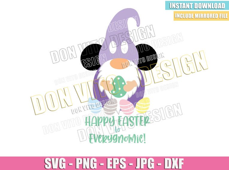Happy Easter to Everygnomie (SVG dxf png) Gnome with Mickey Mouse Ears Cut File Cricut Silhouette Vector Clipart Design Eggs Happy Easter to Everygnomie (SVG dxf png) Gnome with Mickey Mouse Ears Cut File Cricut Silhouette Vector Clipart - Don Vito Design Store