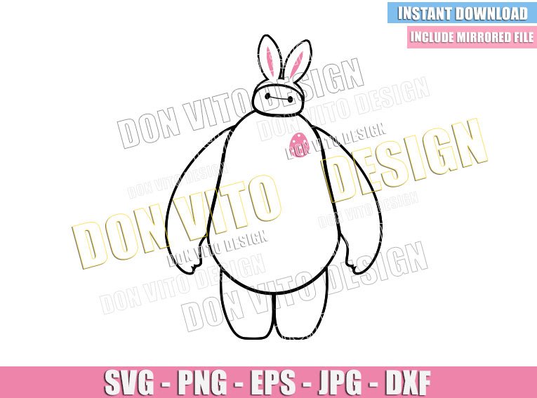 Baymax Easter Bunny Ears (SVG dxf png) Big Hero 6 Disney Movie Cut File Cricut Silhouette Vector Clipart Design Robot Holiday Baymax Easter Bunny Ears (SVG dxf png) Big Hero 6 Disney Movie Cut File Cricut Silhouette Vector Clipart
