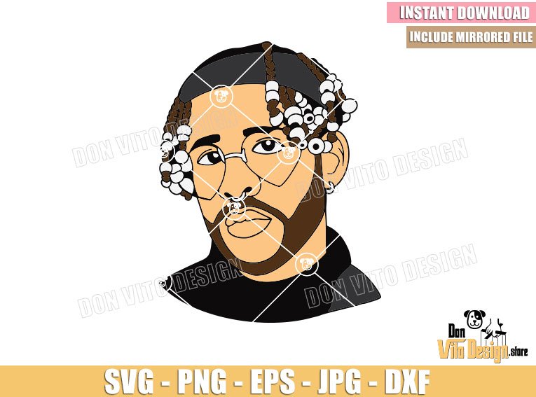 Bad Bunny Face (SVG dxf png) Benito Glasses Hair Puerto Rico Music Singer Cut File Cricut Silhouette Vector Clipart Design Latin trap Bad Bunny Face (SVG dxf png) Benito Glasses Hair Puerto Rico Music Singer Cut File Cricut Silhouette Vector Clipart