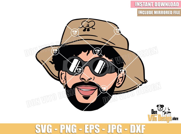 Bad Bunny Hat Head (SVG dxf png) Benito Singer Face Un Verano Sin Ti Cut File Cricut Silhouette Vector Clipart Design Puerto Rico Music Bad Bunny Hat Head (SVG dxf png) Benito Singer Face Un Verano Sin Ti Cut File Cricut Silhouette Vector Clipart - DonVito Design Store