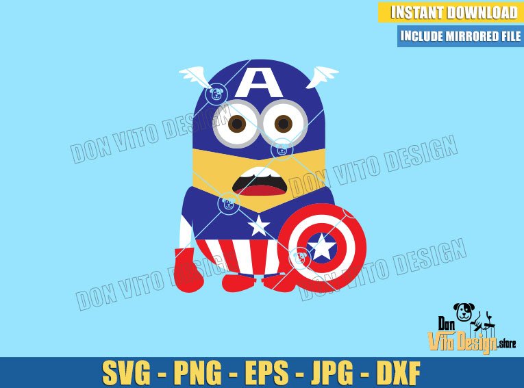 Captain America Minion (SVG dxf png) Marvel Superhero Despicable Me Steve Rogers Cut File Cricut Silhouette Vector Clipart Design Movie Captain America Minion (SVG dxf png) Marvel Superhero Despicable Me Steve Rogers Cut File Cricut Silhouette Vector Clipart - DonVito Design Store