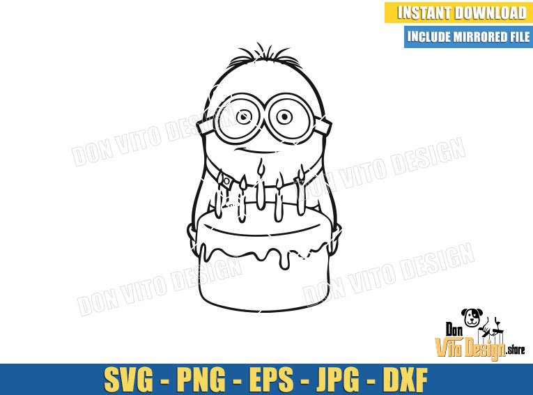 Minion Bob Birthday Cake (SVG dxf png) Minions Birthday Party Outline Cut File Cricut Silhouette Vector Clipart Design Despicable Me Minion Bob Birthday Cake (SVG dxf png) Minions Birthday Party Outline Cut File Cricut Silhouette Vector Clipart