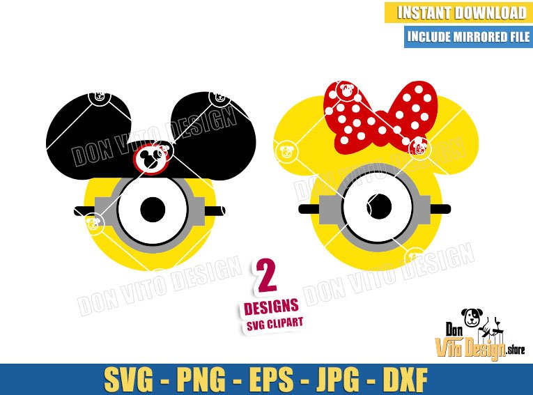 Minion Mickey Minnie Head (SVG dxf png) Disney Mouse Ears Despicable Me Cut File Cricut Silhouette Vector Clipart 2 Designs Movie Minion Mickey Minnie Head (SVG dxf png) Disney Mouse Ears Despicable Me Cut File Cricut Silhouette Vector Clipart - DonVito Design Store