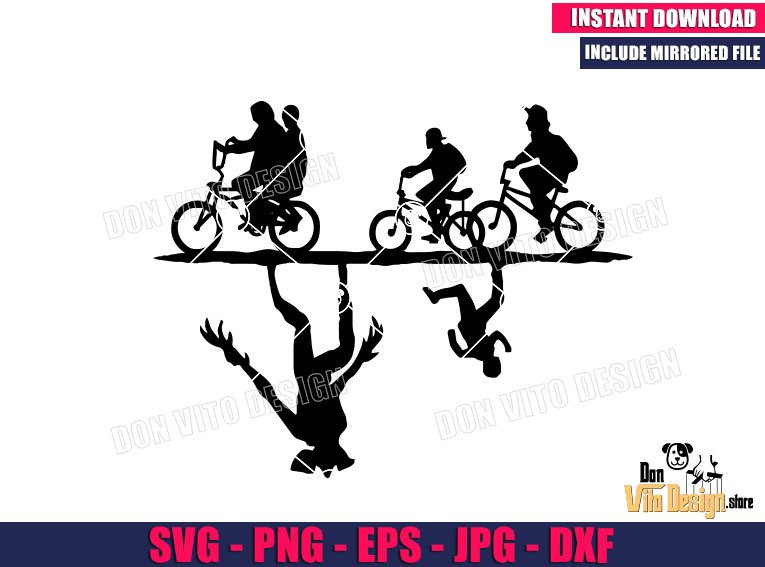 Stranger Things Upside Down (SVG dxf png) Demogorgon Bicycles Riders Cut File Cricut Silhouette Vector Clipart Design Netflix Tv Show Stranger Things Upside Down (SVG dxf png) Demogorgon Bicycles Riders Cut File Cricut Silhouette Vector Clipart