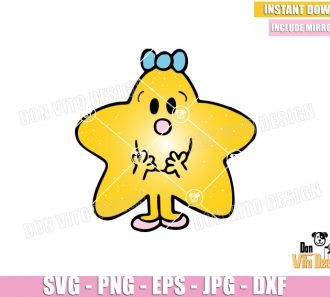 Little Miss Sparkle (SVG dxf png) Yellow Star Cartoon Character Mr Men Kids Cut File Cricut Silhouette Vector Clipart