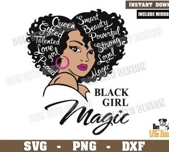 Black Girl Magic Hair Words SVG File for Cricut Silhouette Download Queen Smart Proud Beauty Loyal