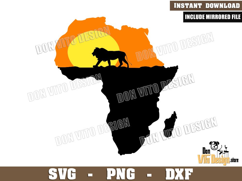 Map Africa Lion Shadow SVG File for Cricut Silhouette Download African Sun Black Continent Map Africa Lion Shadow SVG File for Cricut Silhouette Download African Sun Black Continent